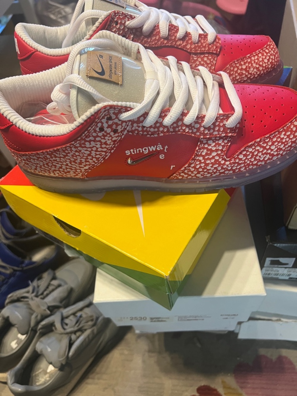 Nike SB Dunk Low OG QS Box Label - Chile Red/Clear/White brand new stingwater - Picture 5 of 6